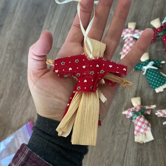 15 Vintage Handmade corn husk doll ornaments. Primative Christmas rustic cottage - Picture 6 of 6
